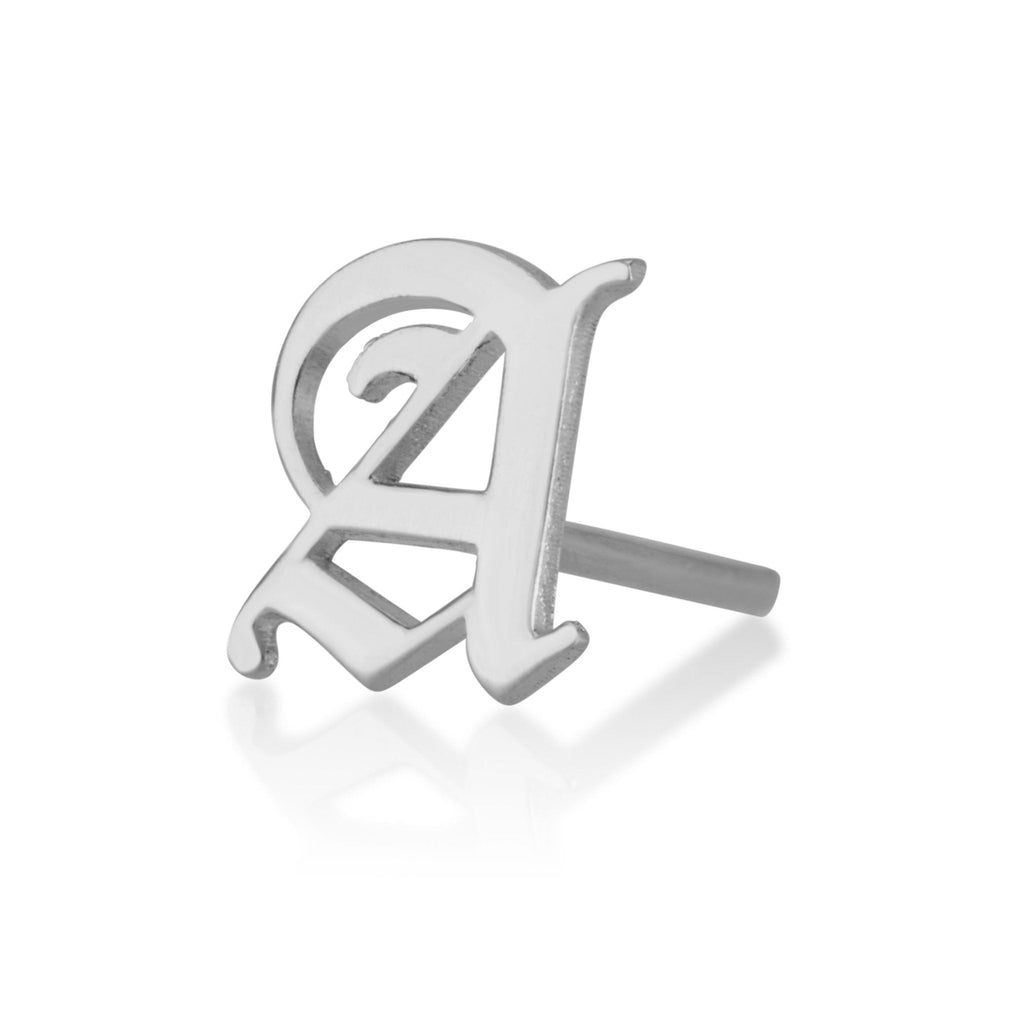 Old English Initial Stud Earrings La Vie Bien Old English Initial Stud Earrings