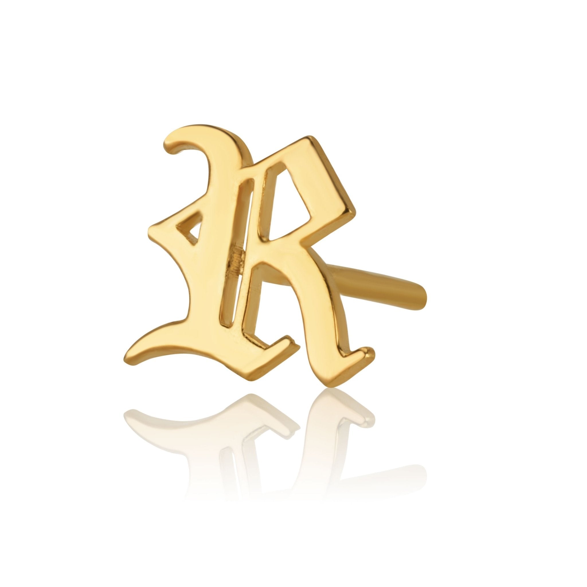 Old English Initial Stud Earrings La Vie Bien Old English Initial Stud Earrings