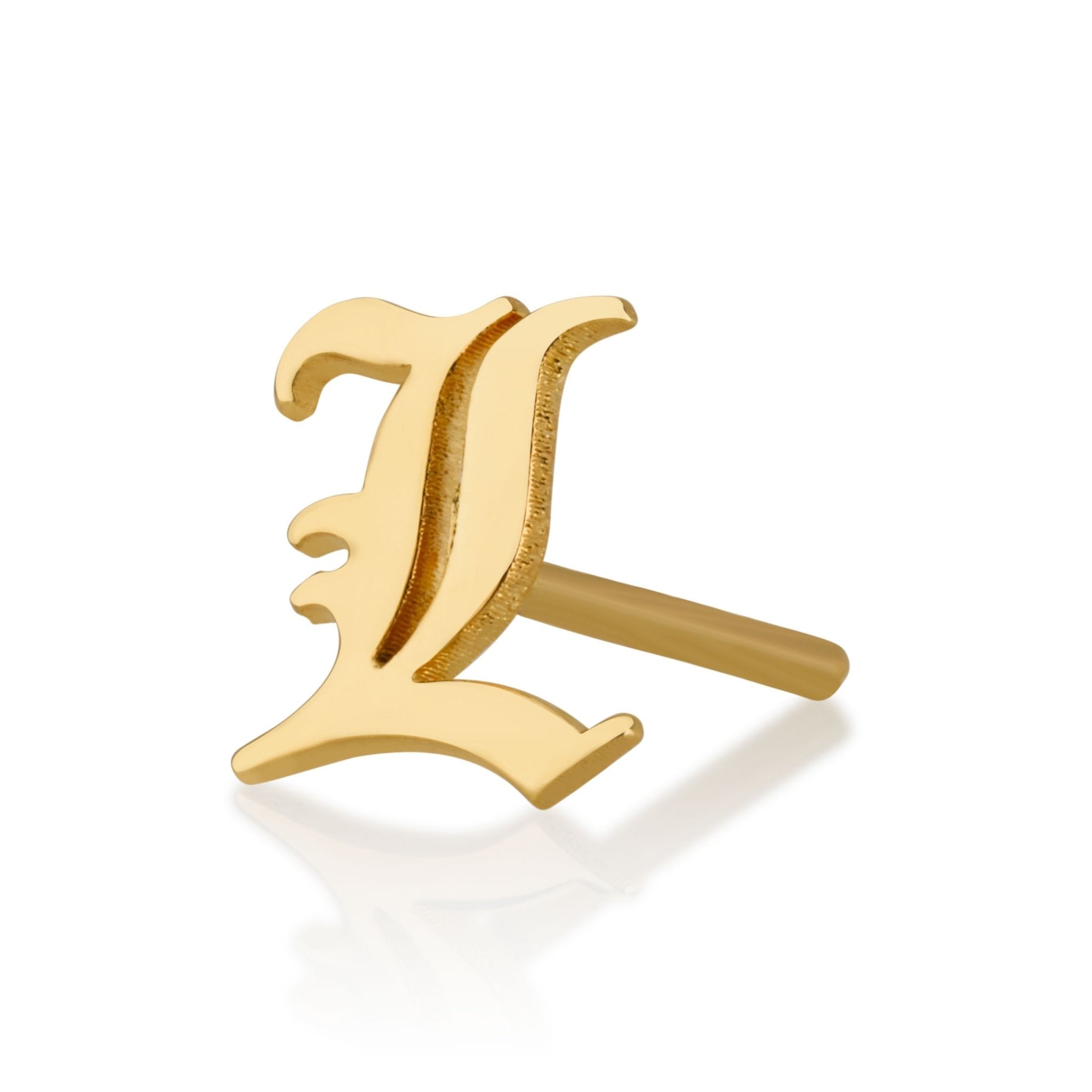 Old English Initial Stud Earrings La Vie Bien Old English Initial Stud Earrings