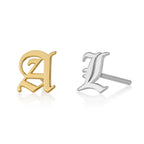 Old English Initial Stud Earrings La Vie Bien Old English Initial Stud Earrings
