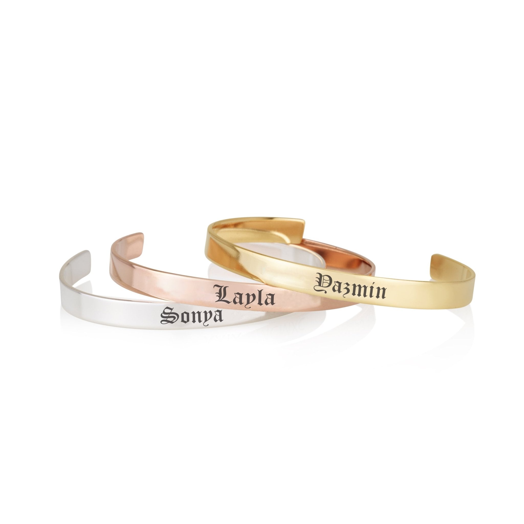 Old English Name Cuff Bracelet La Vie Bien Old English Name Cuff Bracelet