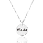 Old English Name Disc Necklace La Vie Bien Old English Name Disc Necklace