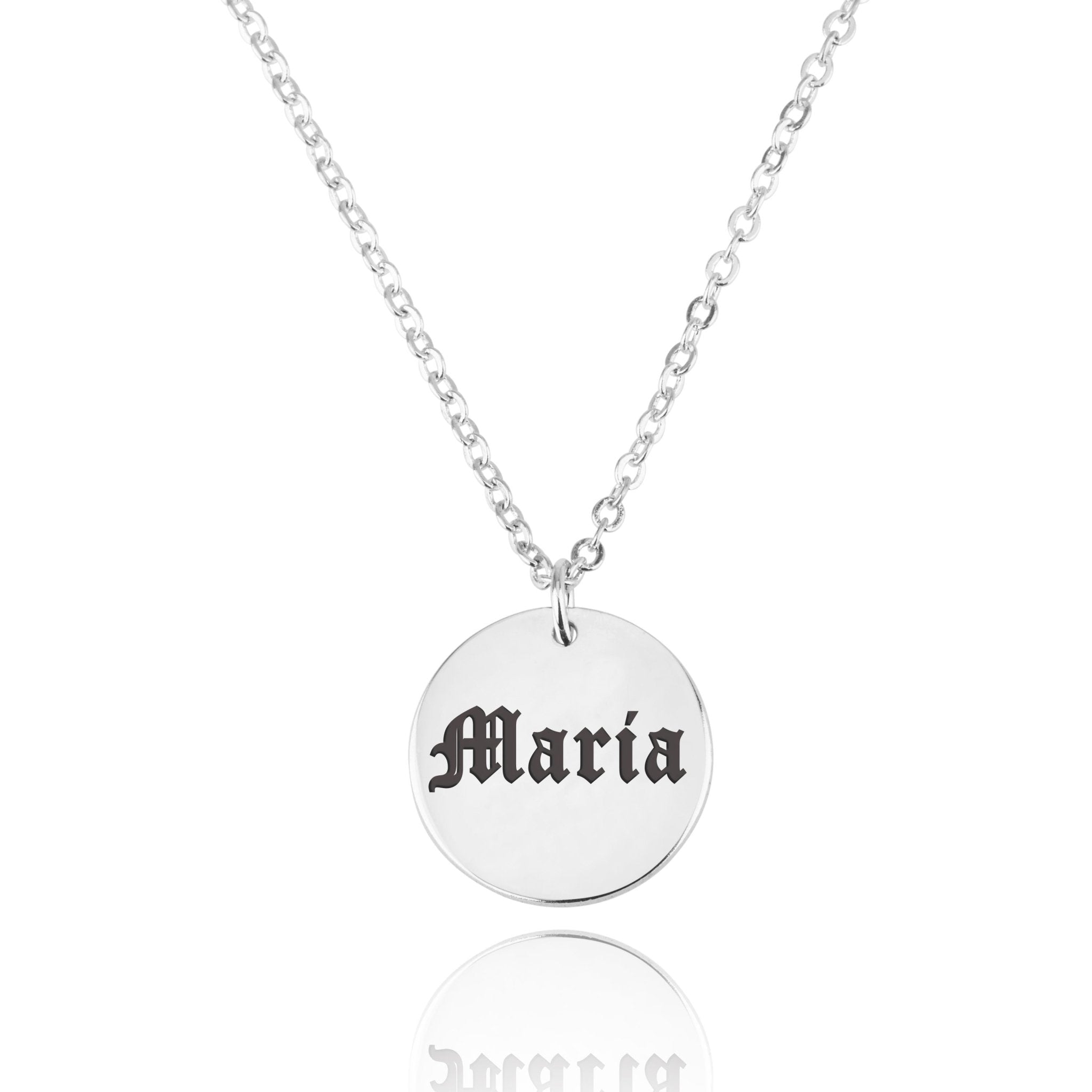Old English Name Disc Necklace La Vie Bien Old English Name Disc Necklace