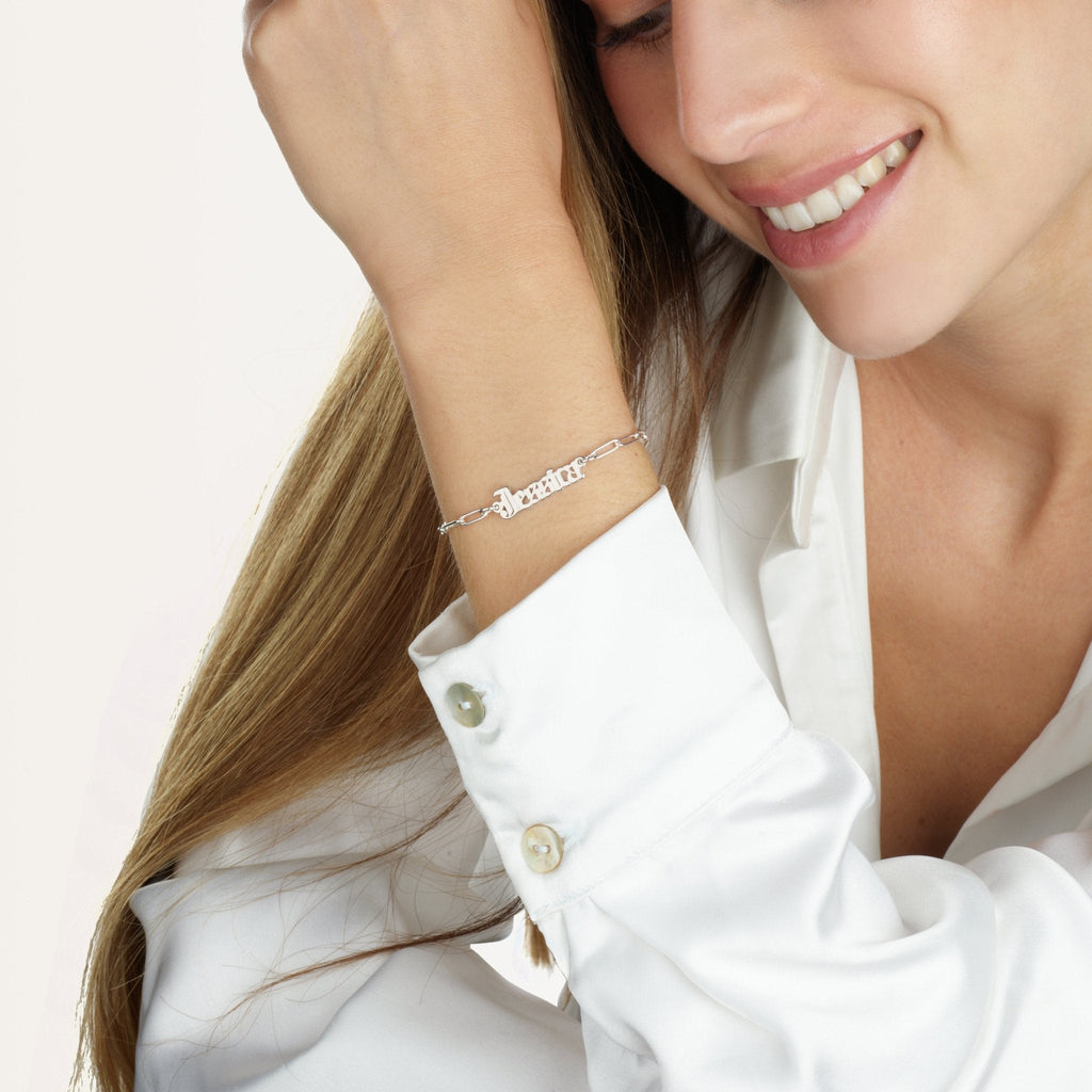 Old English Paperclip Bracelet La Vie Bien Old English Paperclip Bracelet