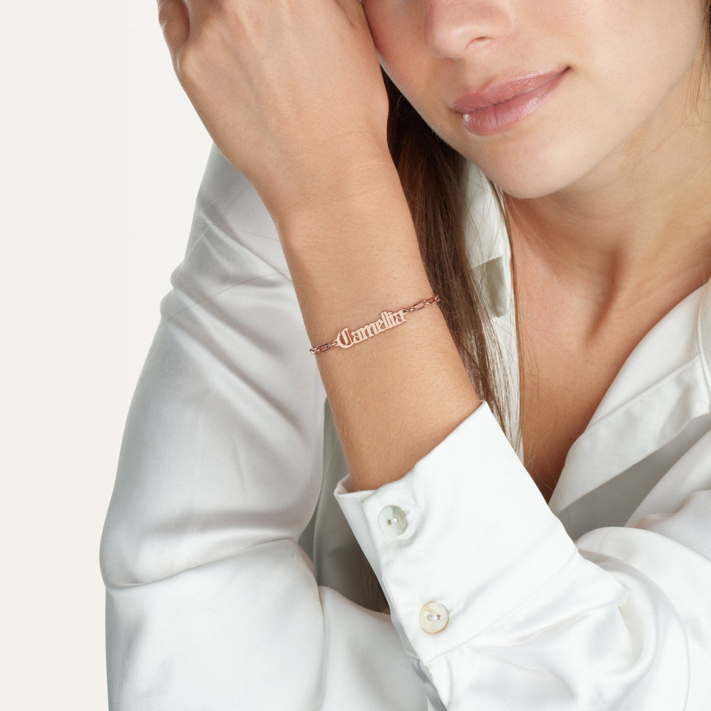 Old English Paperclip Bracelet La Vie Bien Old English Paperclip Bracelet