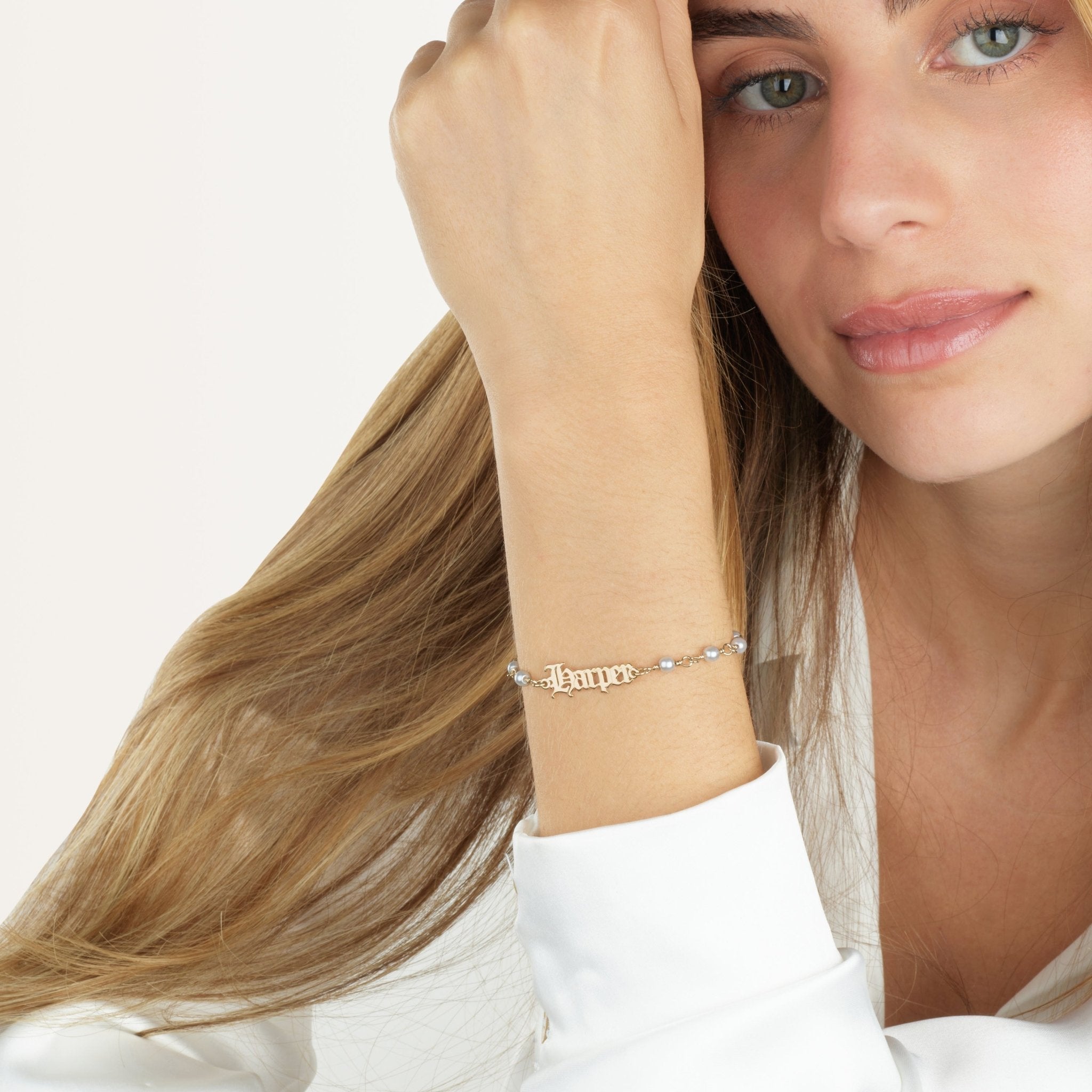 Old English Pearl Bracelet La Vie Bien Old English Pearl Bracelet