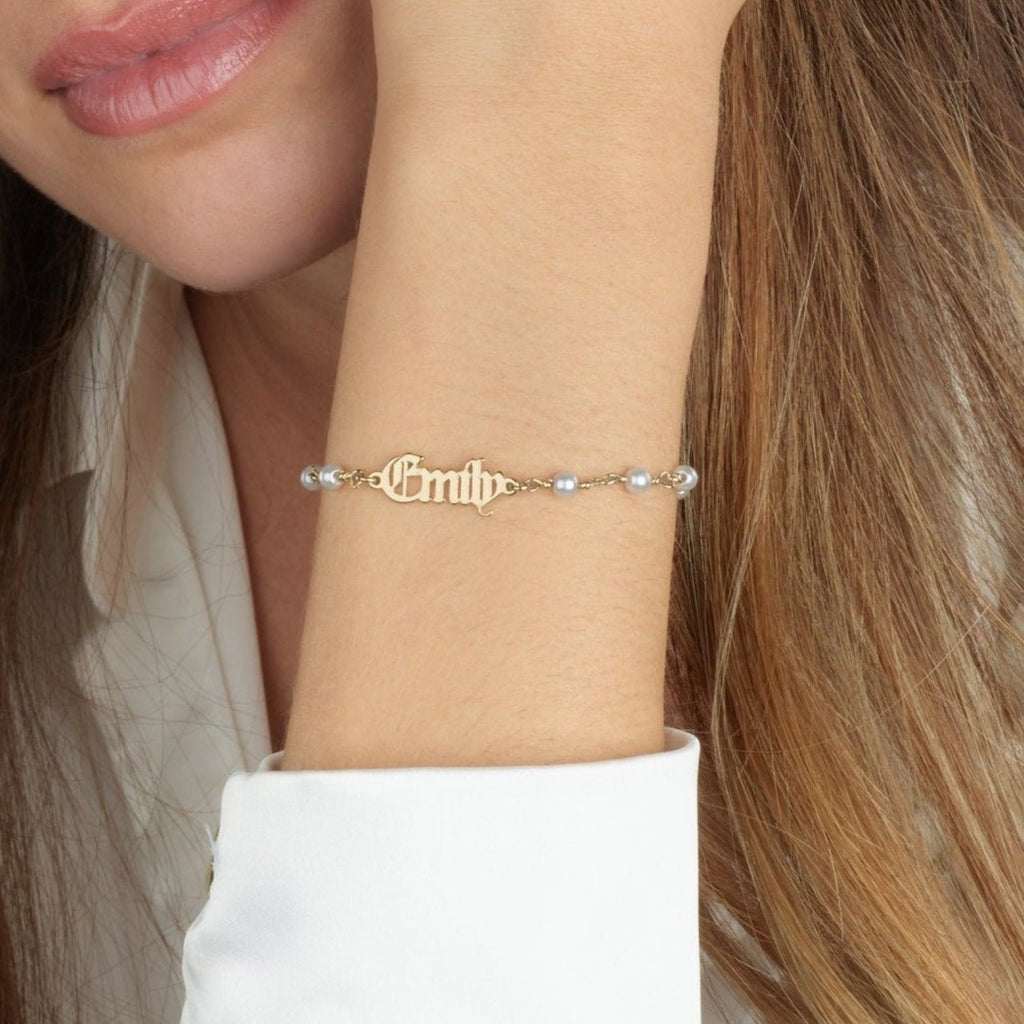 Old English Pearl Bracelet La Vie Bien Old English Pearl Bracelet