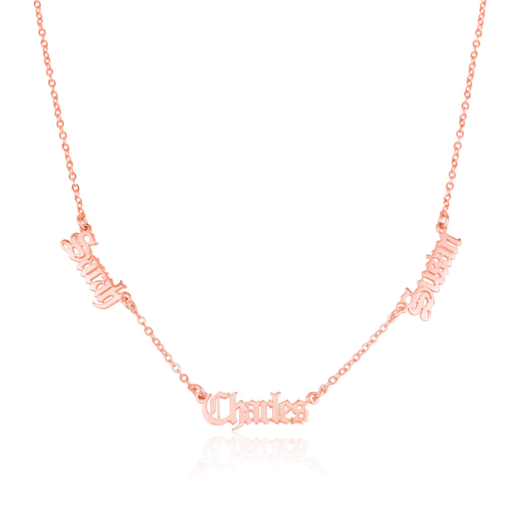 Old English Three Name Necklace