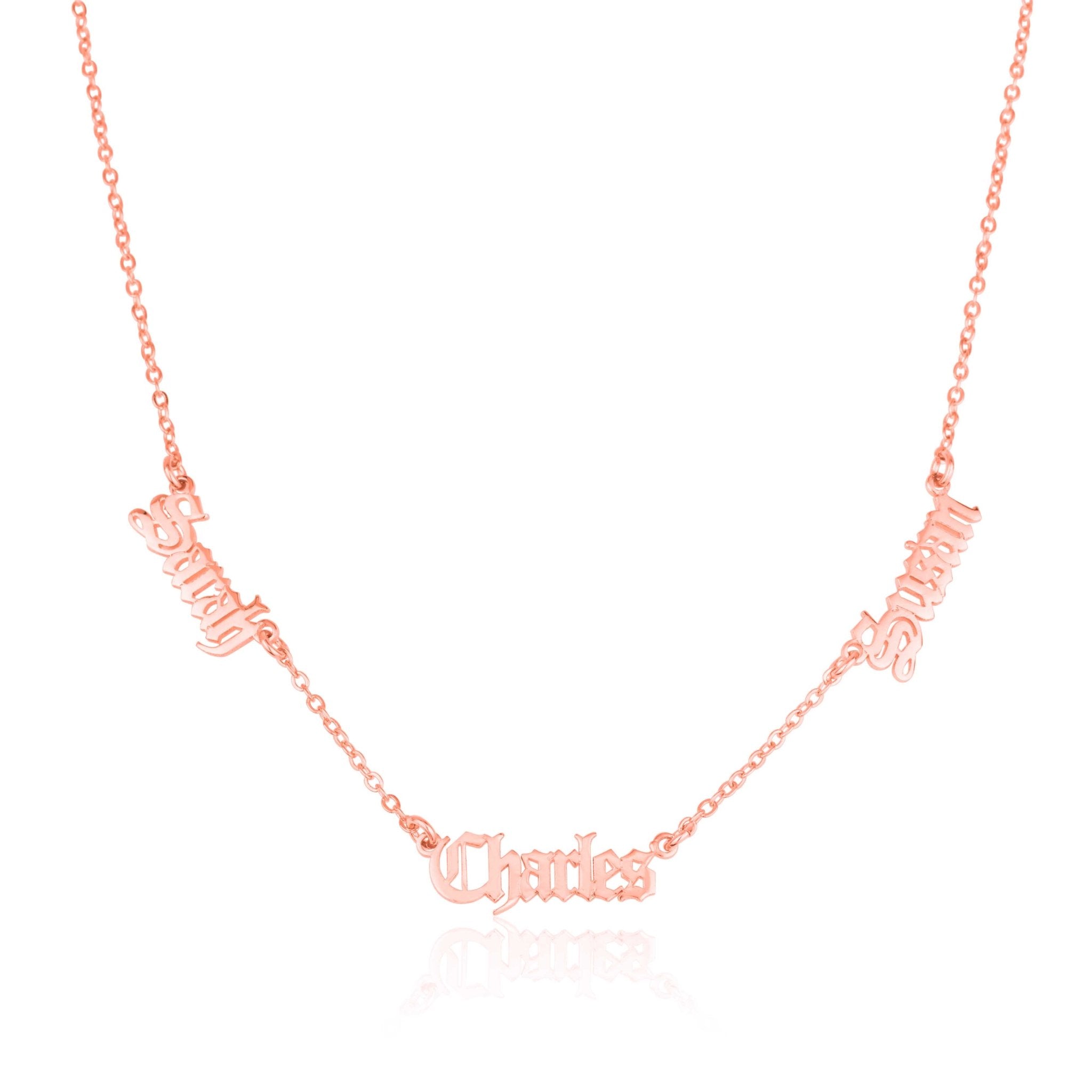 Old English Three Name Necklace