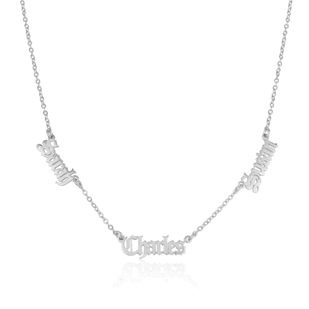 Old English Three Name Necklace La Vie Bien Old English Three Name Necklace