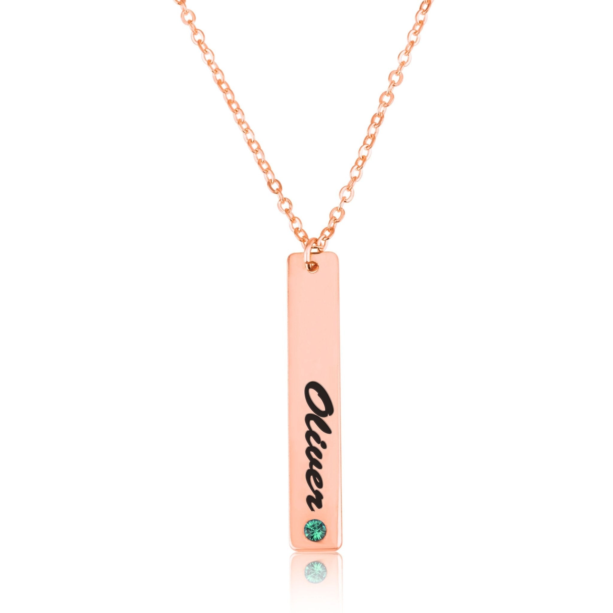 Old English Vertical Bar Necklace With Birthstone La Vie Bien Old English Vertical Bar Necklace With Birthstone