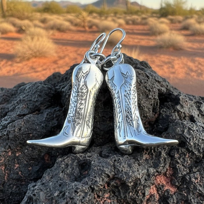 Old Montana Cowboy Boot Earrings Dangle Earrings La Vie Bien Old Montana Cowboy Boot Earrings