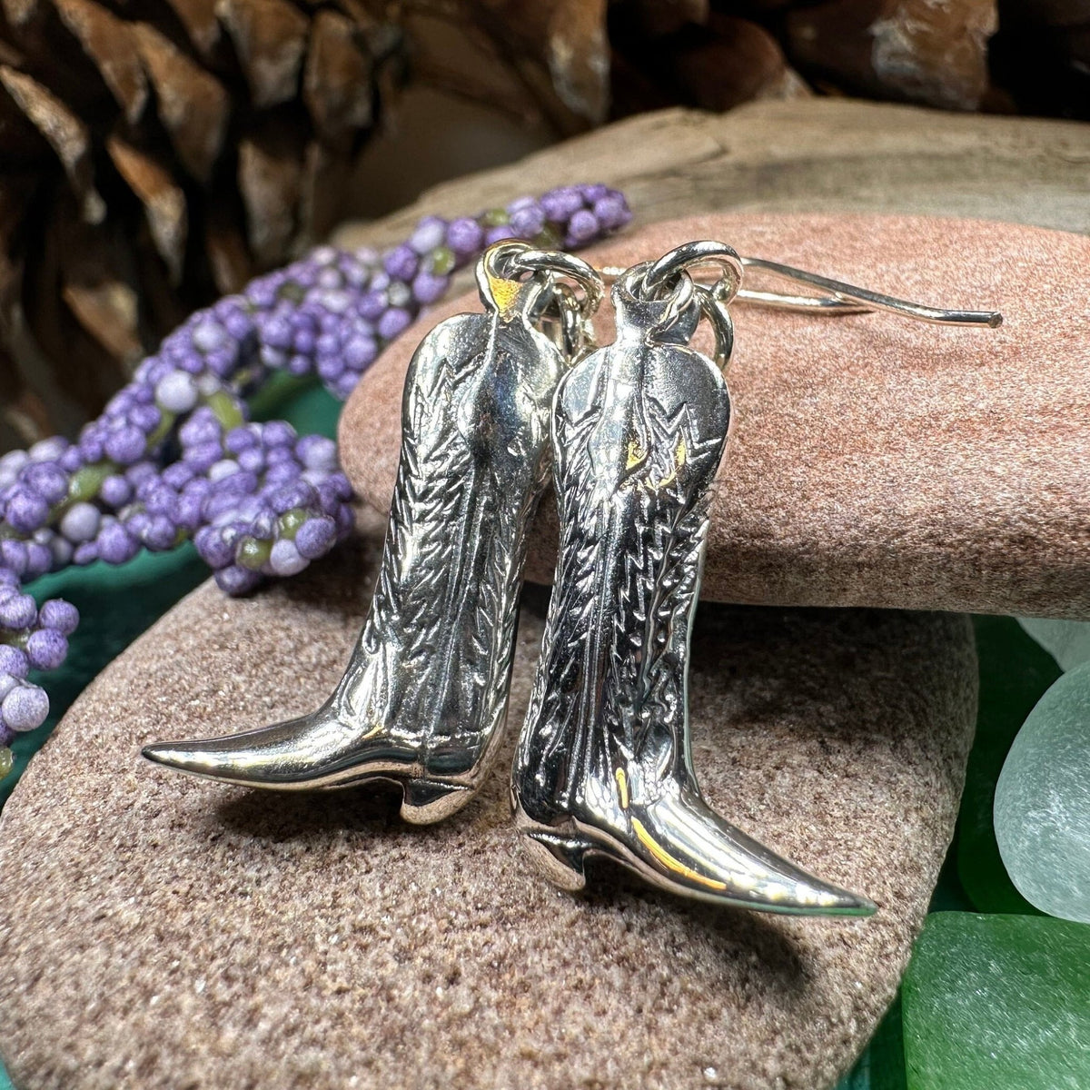 Old Montana Cowboy Boot Earrings Dangle Earrings La Vie Bien Old Montana Cowboy Boot Earrings