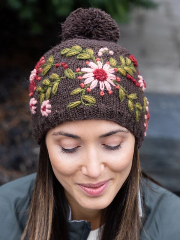 Olivia Wool Knit Embroidered Hat