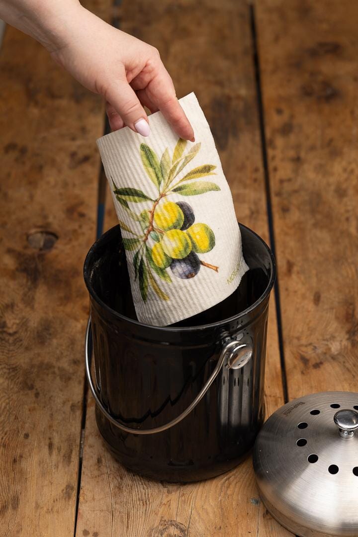 Olive Branch with Green and Black Olives Swedish Dishcloths La Vie Bien Olive Branch with Green and Black Olives