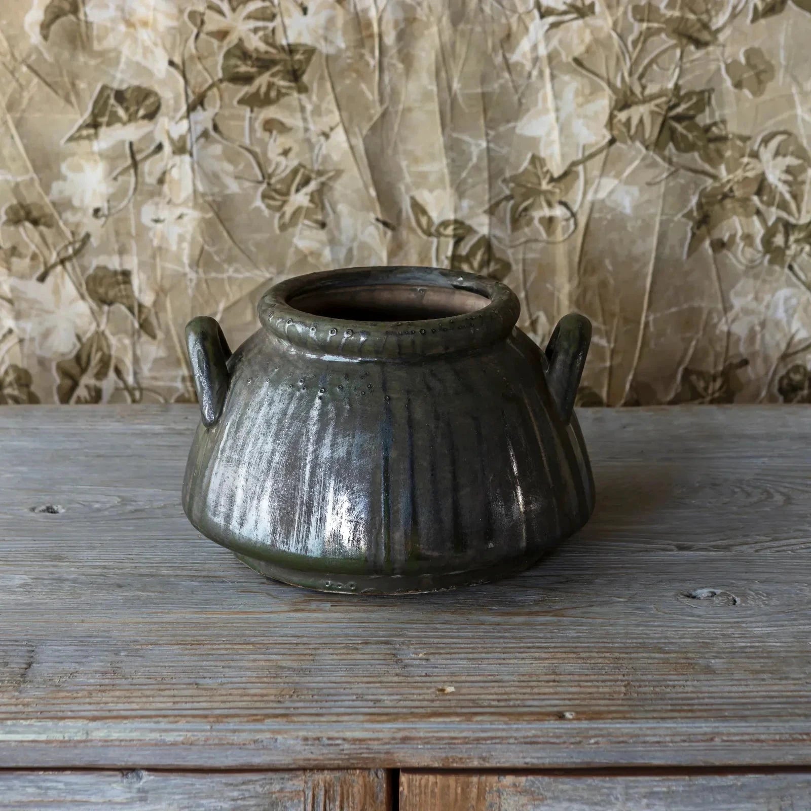 Olive Glazed Kettle Vased by White Cliff Studio