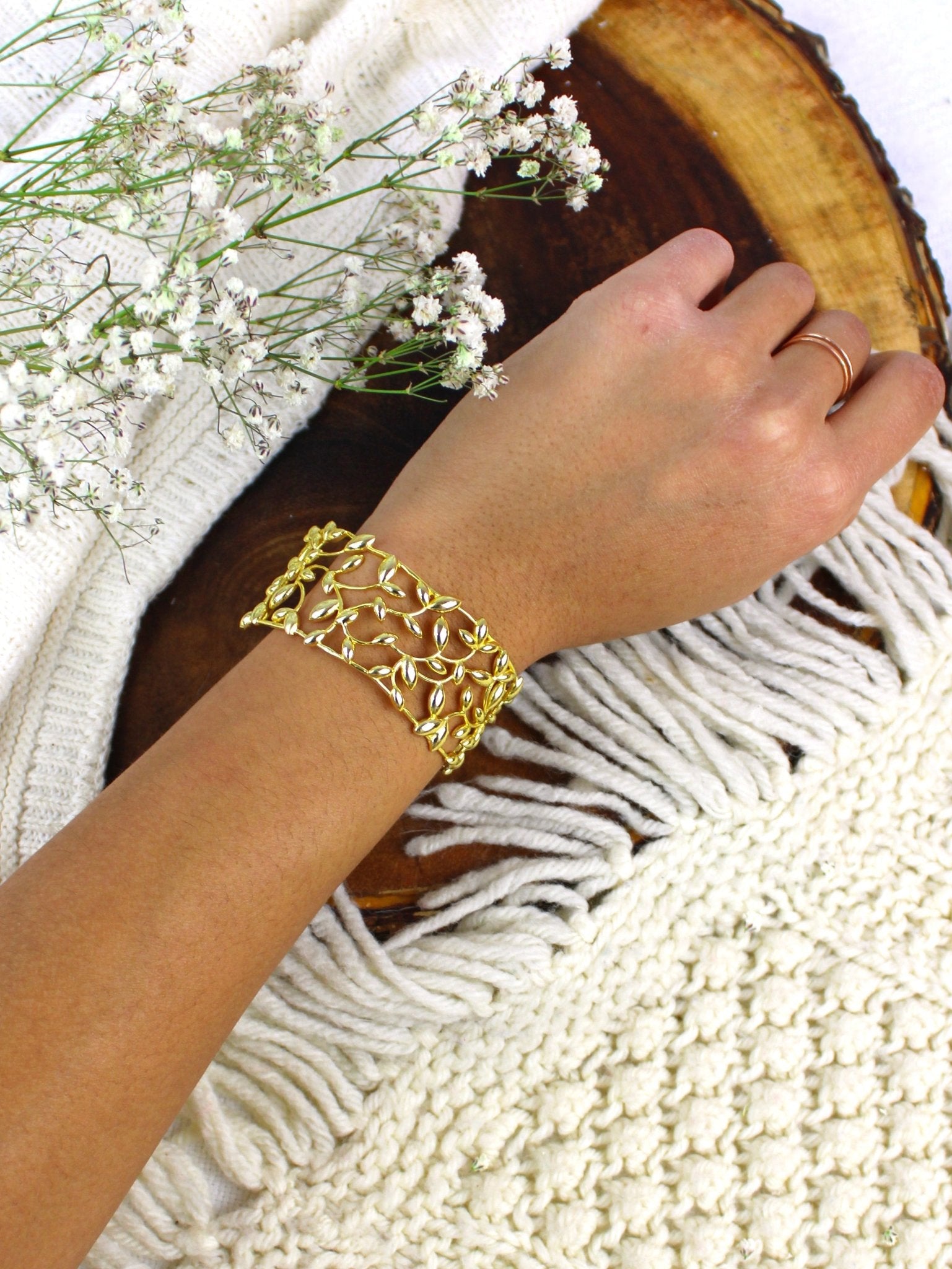 Olive Leaf Cuff Bracelet La Vie Bien Olive Leaf Cuff Bracelet