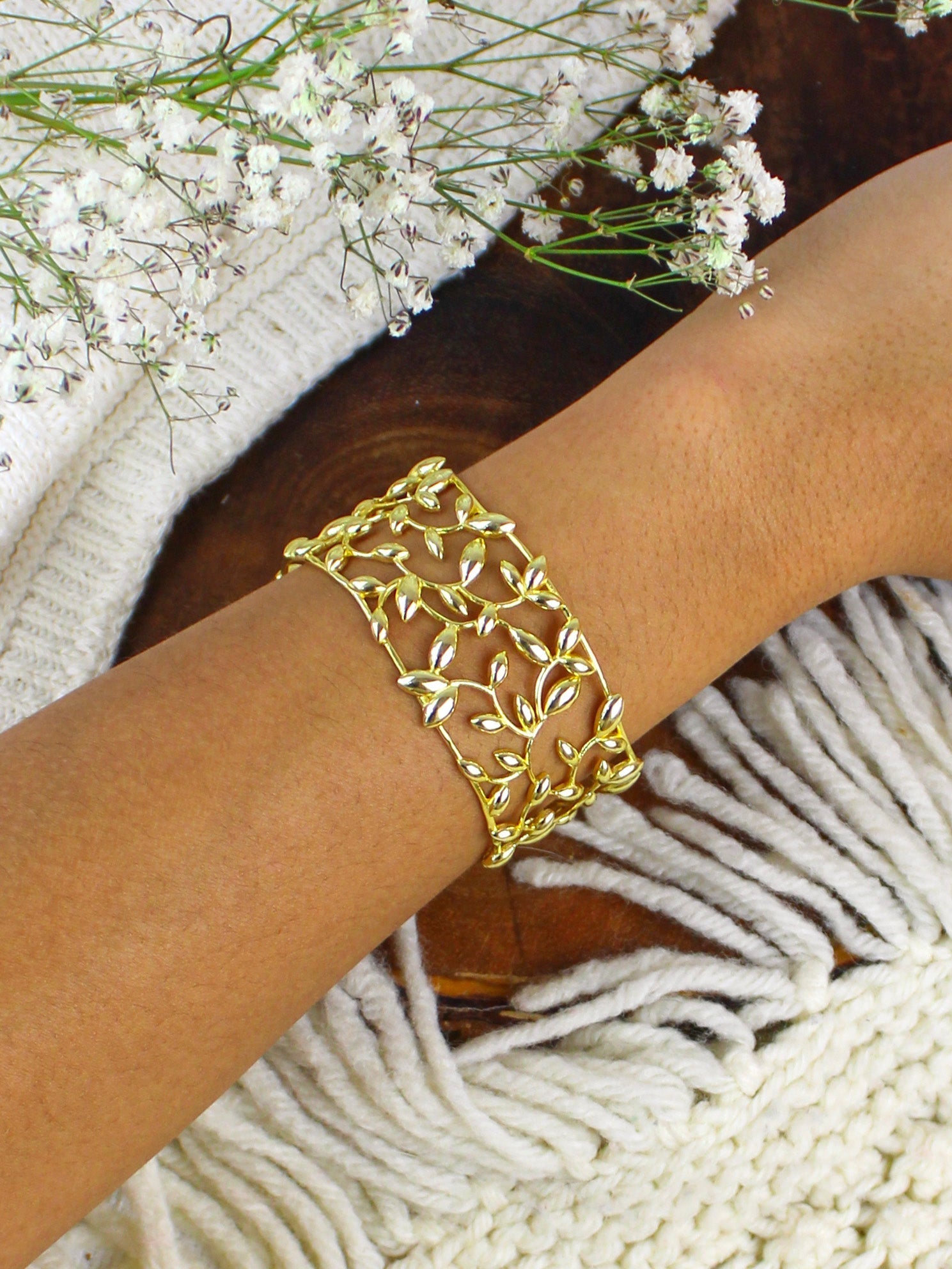Olive Leaf Cuff Bracelet La Vie Bien Olive Leaf Cuff Bracelet