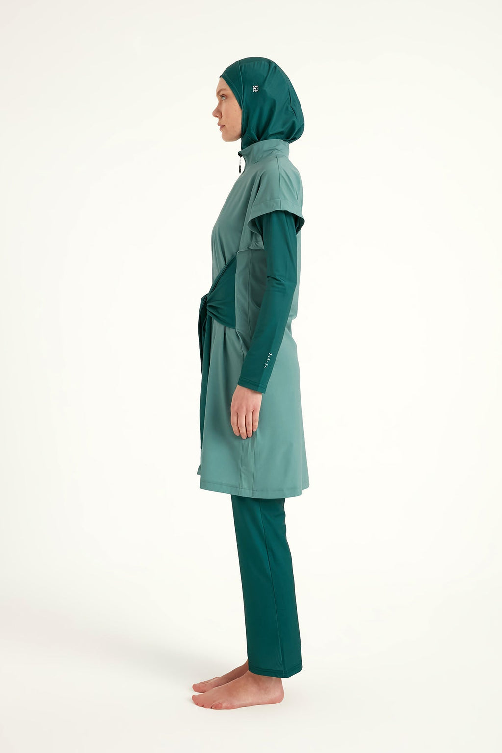 Olive Modest Burkini Set – High Collar Full Coverage Swimwear M2523-1 Covered Burkini Swimwear La Vie Bien Olive Modest Burkini Set – High Collar Full Coverage Swimwear M2523-1