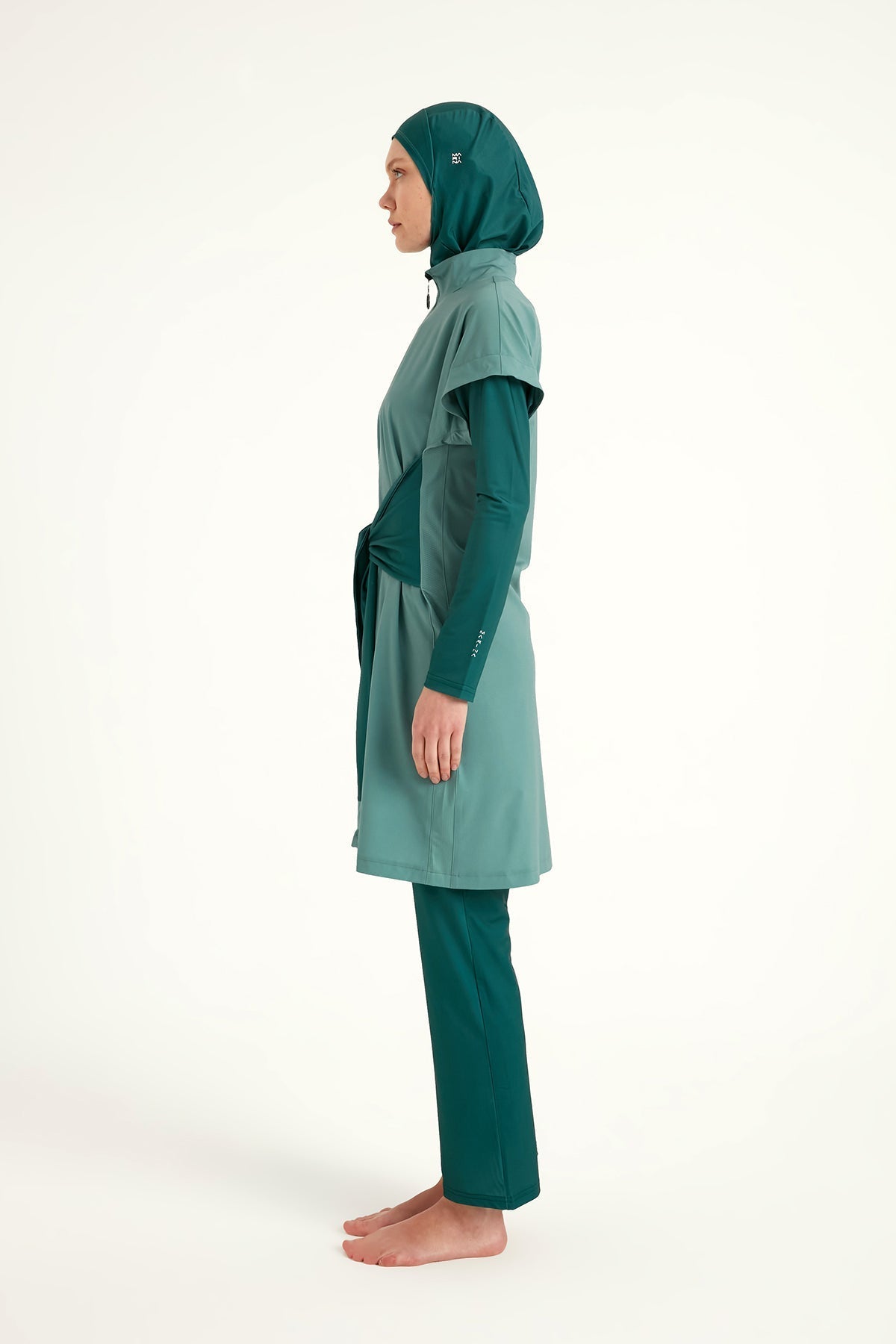 Olive Modest Burkini Set – High Collar Full Coverage Swimwear M2523-1 Covered Burkini Swimwear La Vie Bien Olive Modest Burkini Set – High Collar Full Coverage Swimwear M2523-1