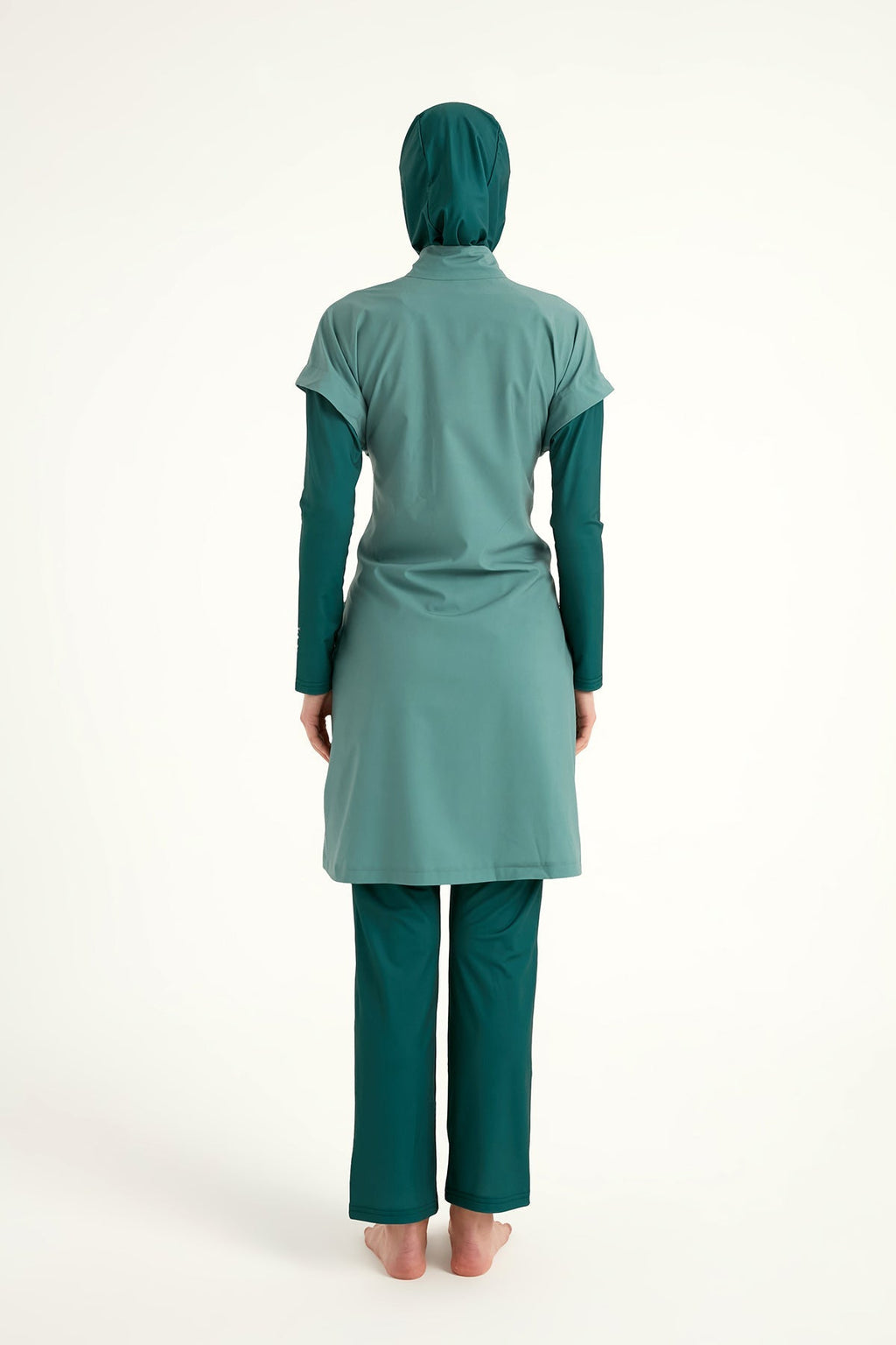 Olive Modest Burkini Set – High Collar Full Coverage Swimwear M2523-1 Covered Burkini Swimwear La Vie Bien Olive Modest Burkini Set – High Collar Full Coverage Swimwear M2523-1