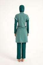 Olive Modest Burkini Set – High Collar Full Coverage Swimwear M2523-1 Covered Burkini Swimwear La Vie Bien Olive Modest Burkini Set – High Collar Full Coverage Swimwear M2523-1