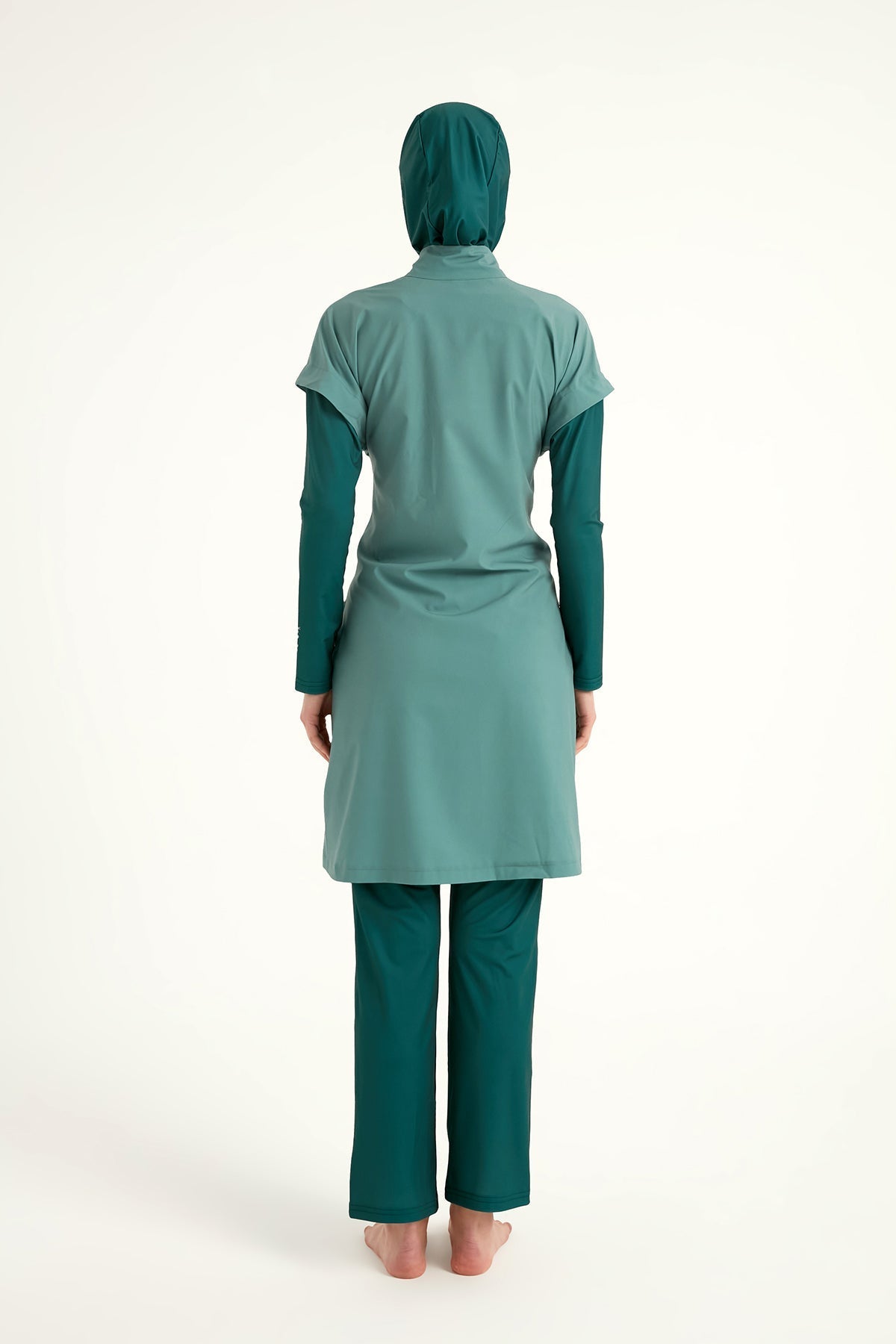 Olive Modest Burkini Set – High Collar Full Coverage Swimwear M2523-1 Covered Burkini Swimwear La Vie Bien Olive Modest Burkini Set – High Collar Full Coverage Swimwear M2523-1