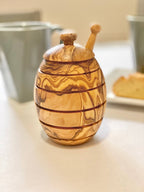 Olive Wood Honey Jar La Vie Bien Olive Wood Honey Jar