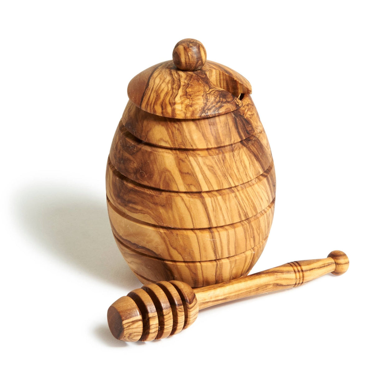 Olive Wood Honey Jar La Vie Bien Olive Wood Honey Jar