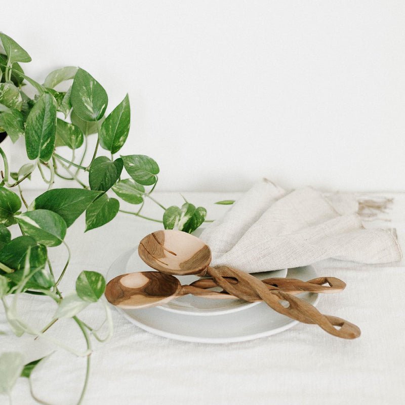 Olive Wood Spiral Salad Servers La Vie Bien Olive Wood Spiral Salad Servers