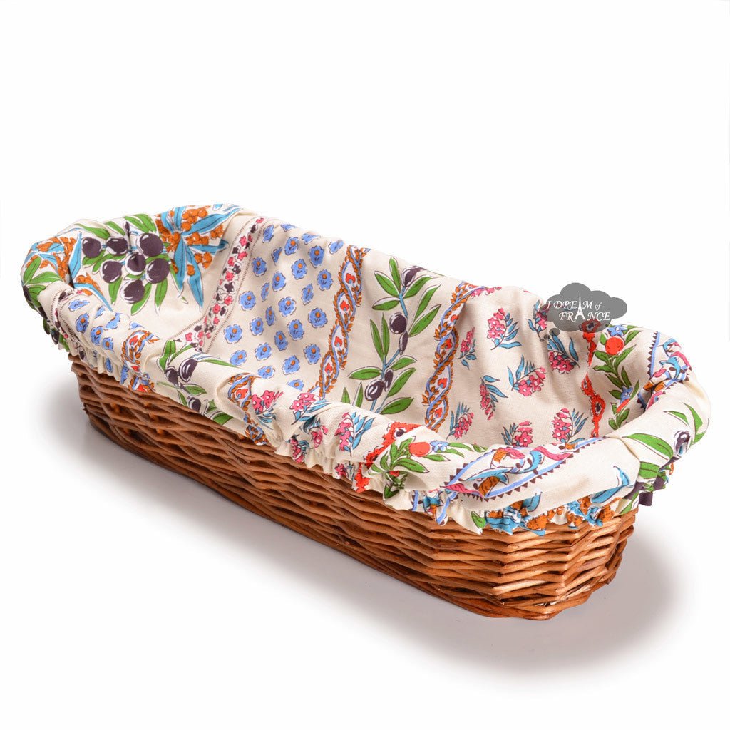 Olives Cream French Baguette Basket with Removable Liner by Le Cluny Bread basket La Vie Bien Olives Cream French Baguette Basket with Removable Liner by Le Cluny