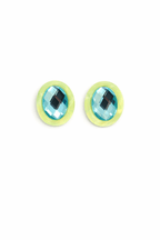 Olivia Statement Earrings Oval - Blue Peacock