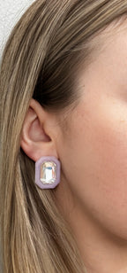 Olivia Statement Earrings Rectangle - Frosted Lilac