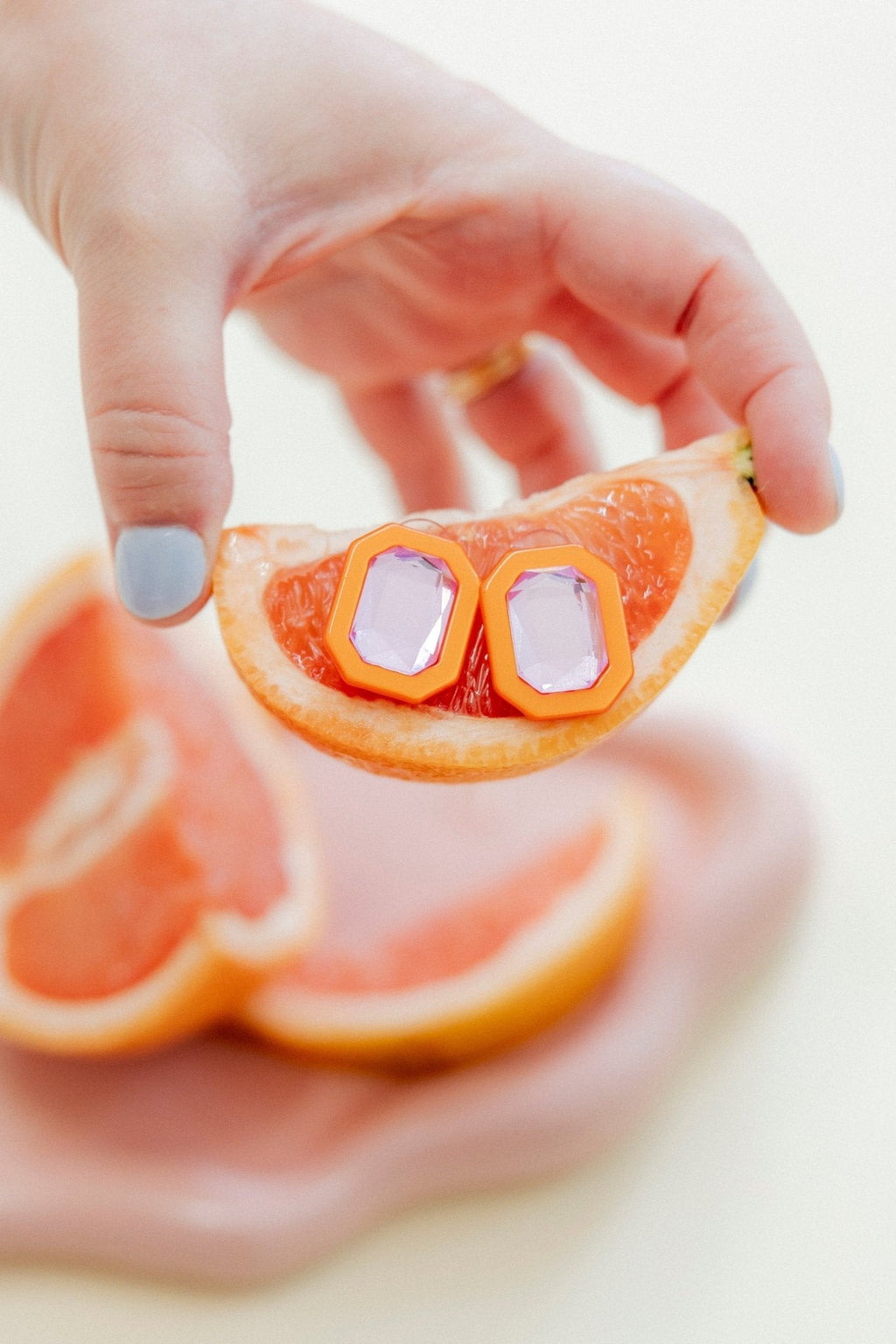 Olivia Statement Earrings Rectangle - Pink Grapefruit