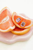 Olivia Statement Earrings Rectangle - Pink Grapefruit
