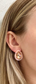 Olivia Statement Earrings Teardrop - Peach Bellini