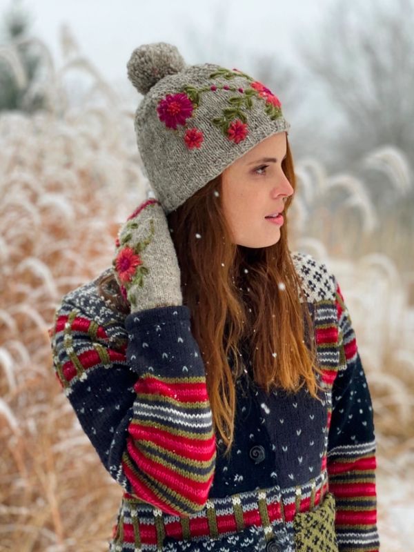Olivia Wool Knit Embroidered Hat