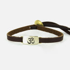 Om Symbol Mixed Metal & Leather Bracelet Bracelets - Fashion La Vie Bien Om Symbol Mixed Metal & Leather Bracelet