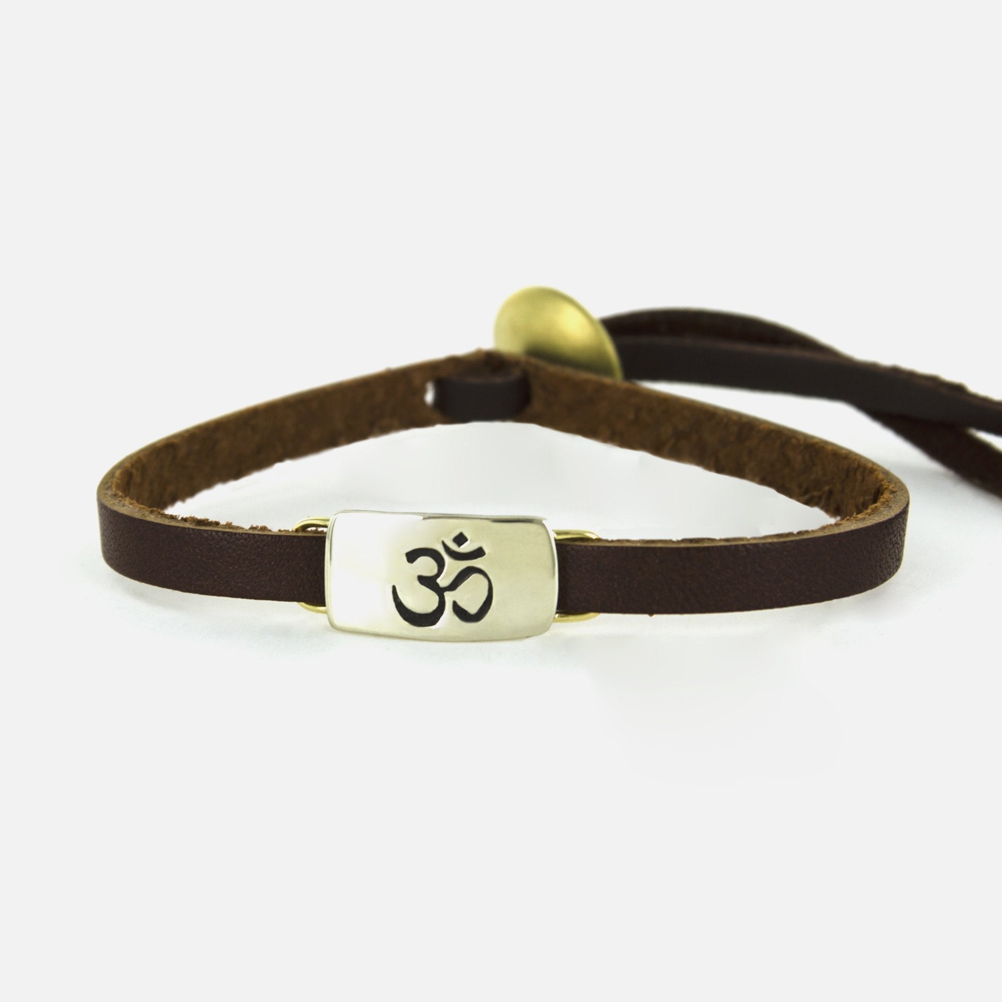 Om Symbol Mixed Metal & Leather Bracelet Bracelets - Fashion La Vie Bien Om Symbol Mixed Metal & Leather Bracelet