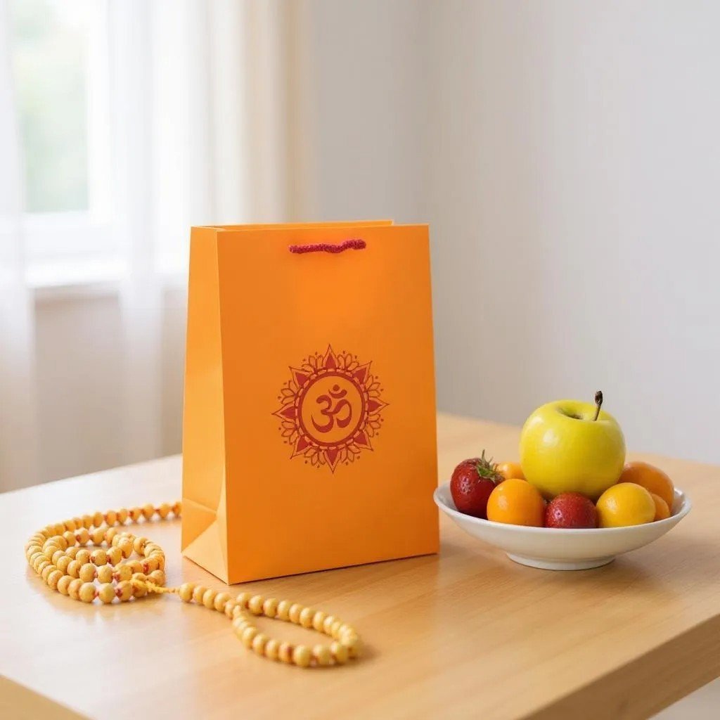 OM Symbol Printed Paper Bag, Set of 10 Favors & Return Gifts La Vie Bien OM Symbol Printed Paper Bag, Set of 10
