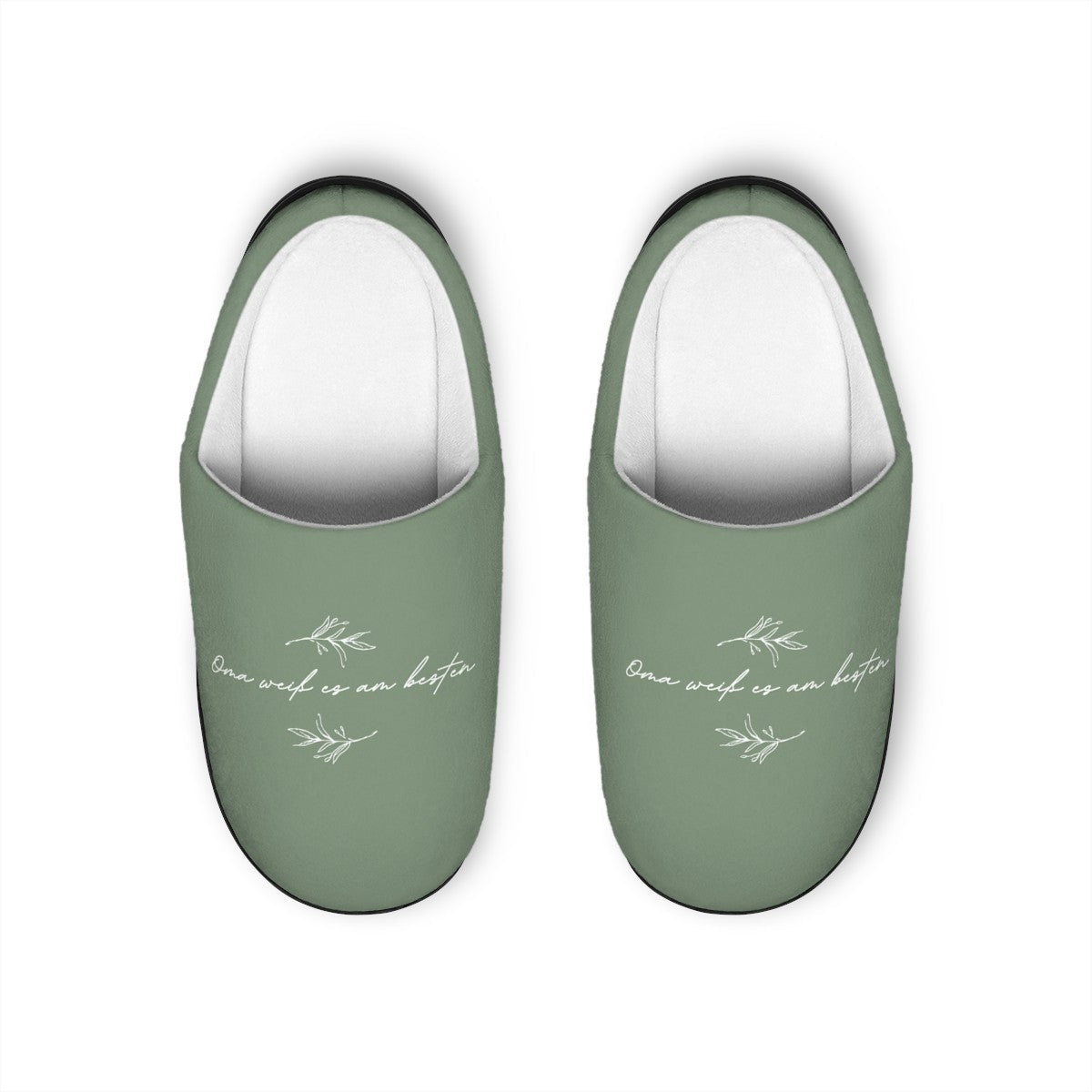 Oma weiß es am besten sage green slippers Slippers La Vie Bien Oma weiß es am besten sage green slippers