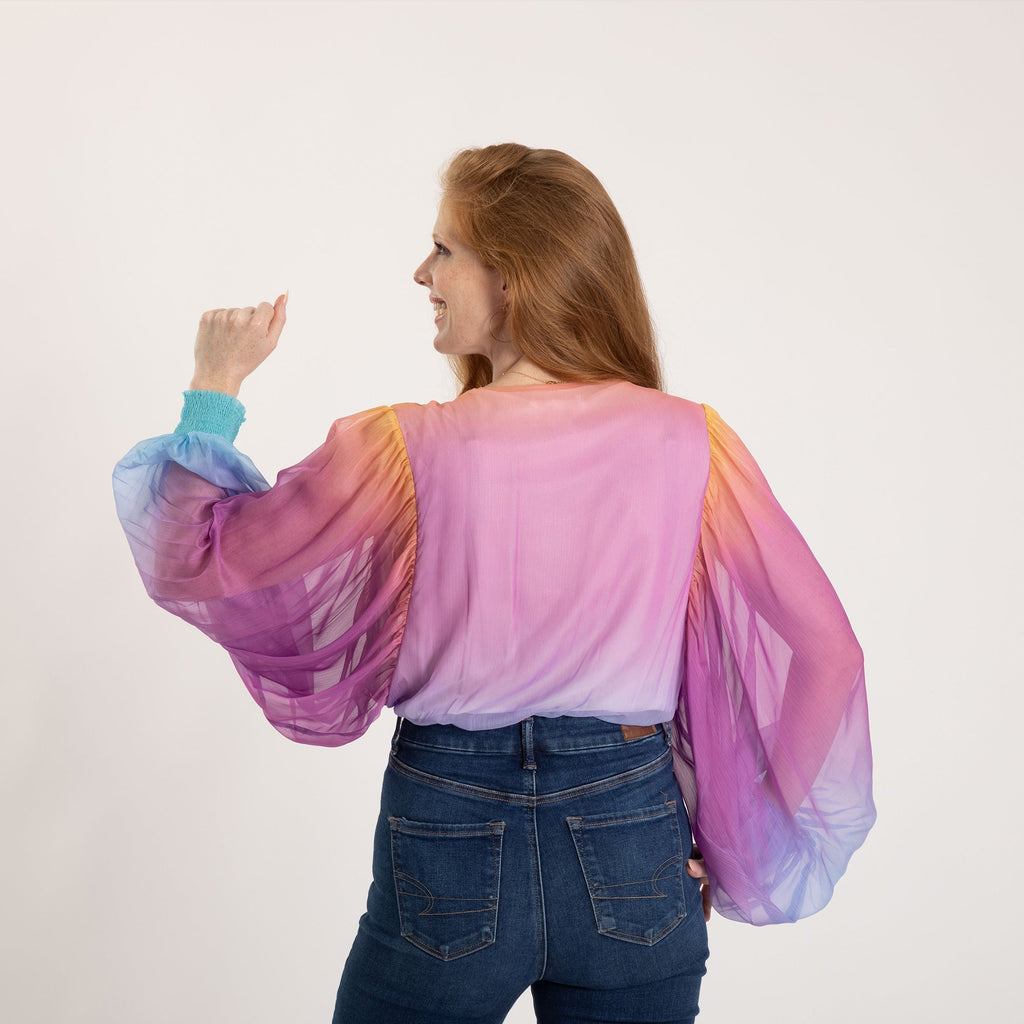 Ombre Plunge Billowy Long Sleeve Bodysuit Short Sleeve & Sleeveless Tunic & Tanks La Vie Bien Ombre Plunge Billowy Long Sleeve Bodysuit