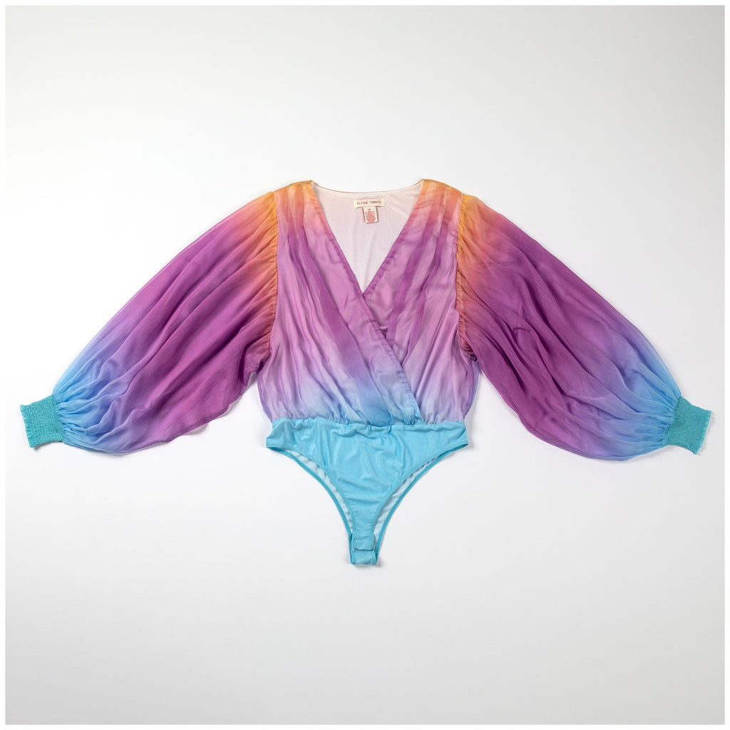 Ombre Plunge Billowy Long Sleeve Bodysuit Short Sleeve & Sleeveless Tunic & Tanks La Vie Bien Ombre Plunge Billowy Long Sleeve Bodysuit