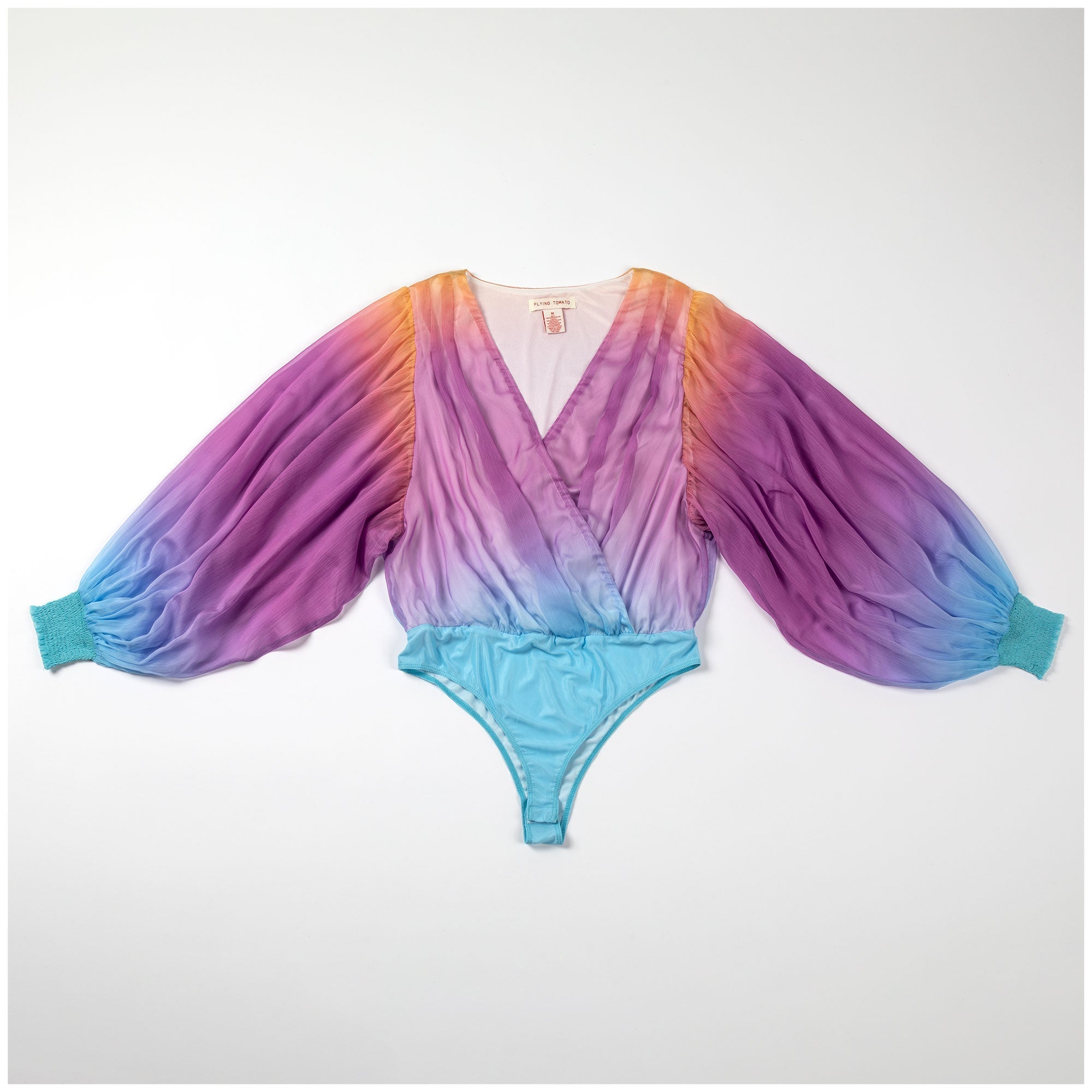Ombre Plunge Billowy Long Sleeve Bodysuit Short Sleeve & Sleeveless Tunic & Tanks La Vie Bien Ombre Plunge Billowy Long Sleeve Bodysuit