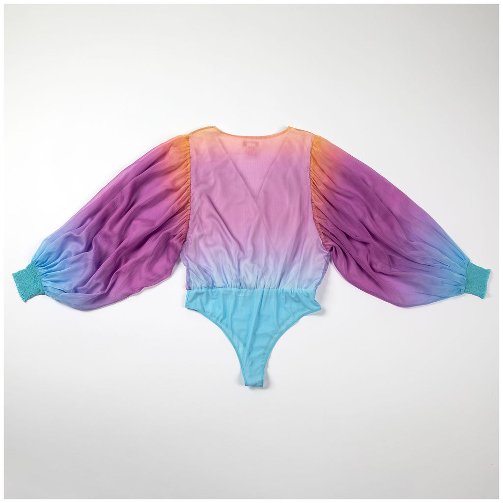 Ombre Plunge Billowy Long Sleeve Bodysuit Short Sleeve & Sleeveless Tunic & Tanks La Vie Bien Ombre Plunge Billowy Long Sleeve Bodysuit