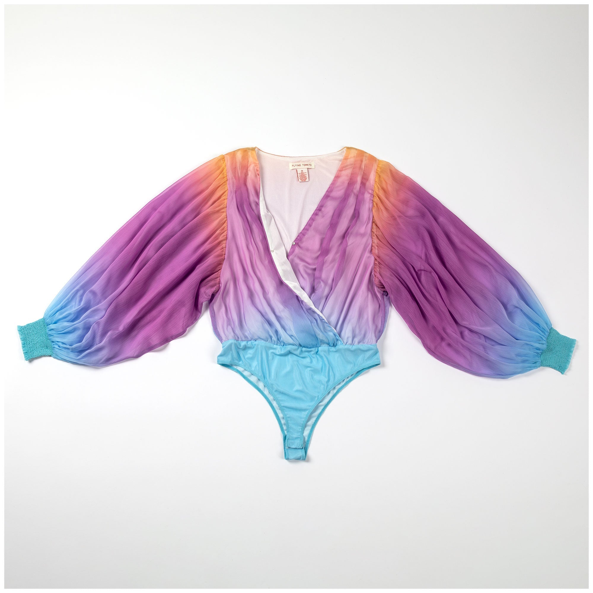 Ombre Plunge Billowy Long Sleeve Bodysuit Short Sleeve & Sleeveless Tunic & Tanks La Vie Bien Ombre Plunge Billowy Long Sleeve Bodysuit