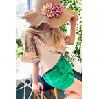 Ombre Sequin & Rhinestone Cotton Knit Top With Ruffle [Available in Sizes SM-L] by The Bullish Store