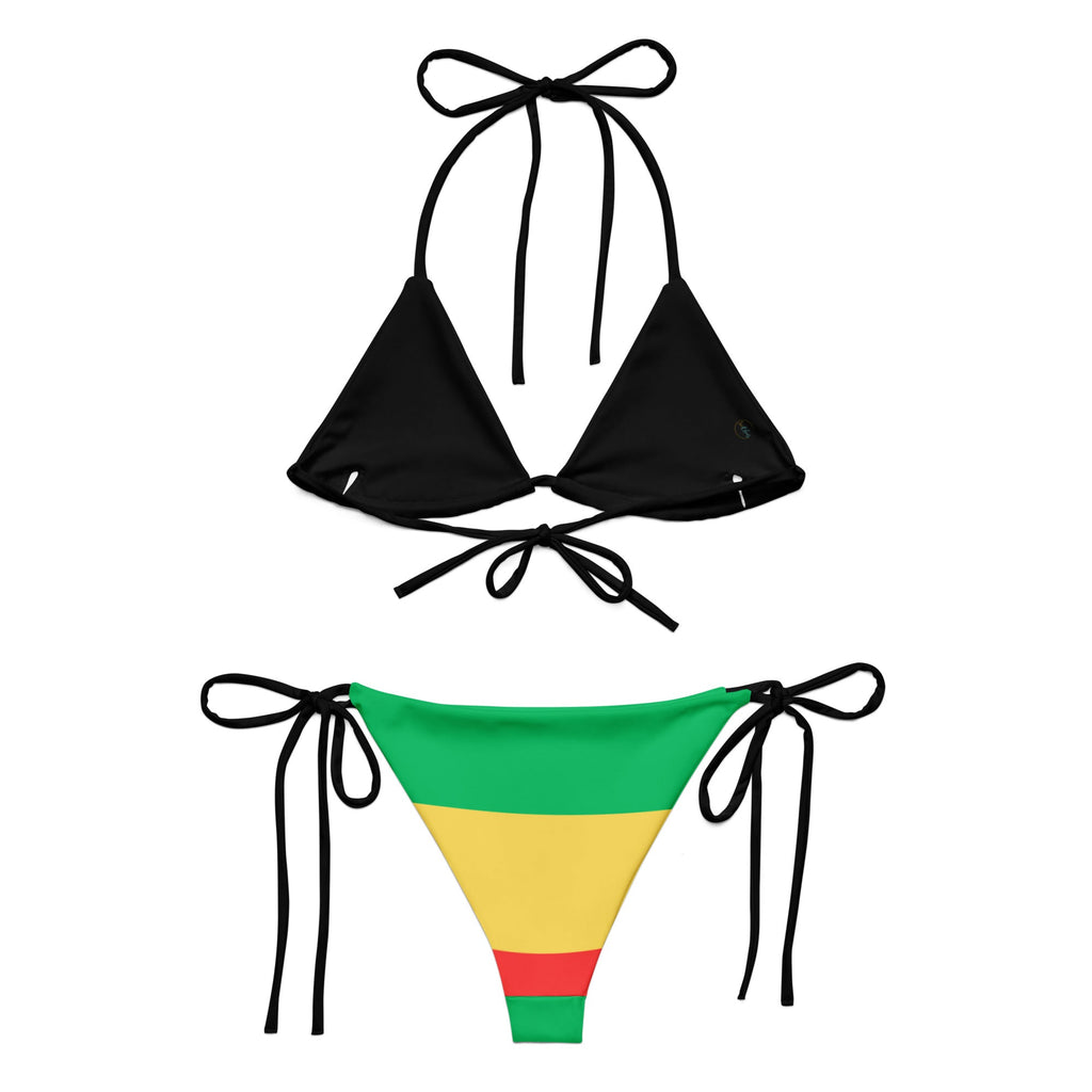 One Love Reggae All Over Print Recycled String Bikini All - Over Print Recycled String Bikini La Vie Bien One Love Reggae All Over Print Recycled String Bikini