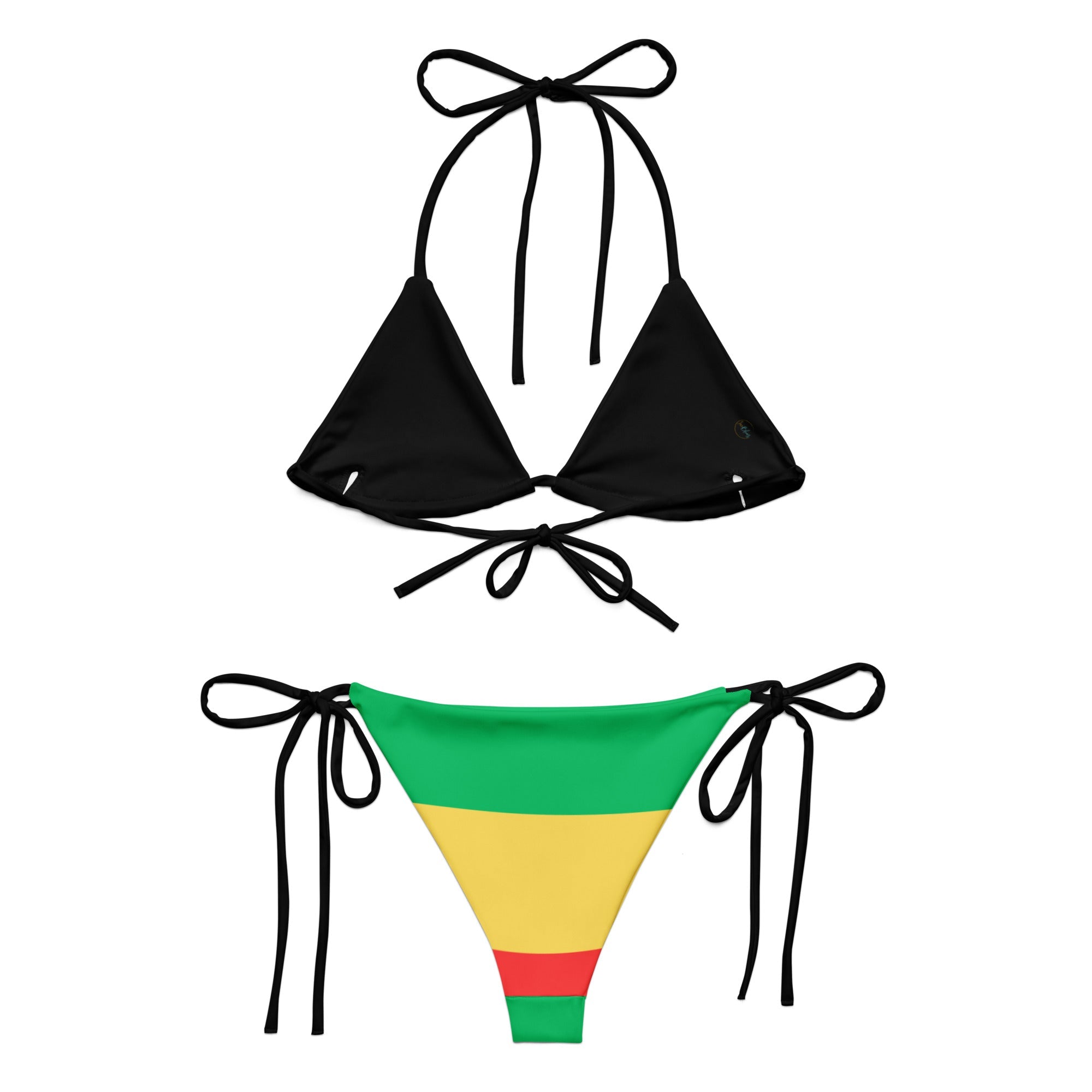 One Love Reggae All Over Print Recycled String Bikini All - Over Print Recycled String Bikini La Vie Bien One Love Reggae All Over Print Recycled String Bikini