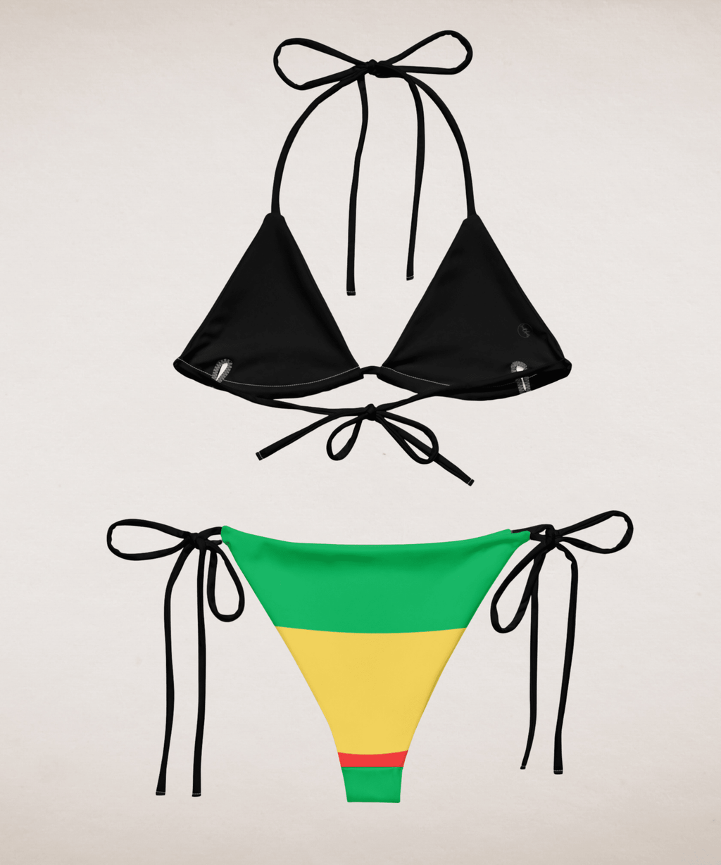 One Love Reggae All Over Print Recycled String Bikini All - Over Print Recycled String Bikini La Vie Bien One Love Reggae All Over Print Recycled String Bikini